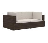 vidaXL Chaises d'angle Lot de 2 Résine tressée avec coussins, Marron