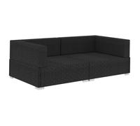 vidaXL Chaises d'angle 2 pcs avec coussins, résine tressée noir