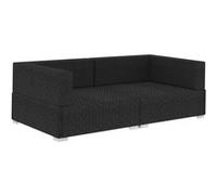 Chaises d'angles 2 pcs avec coussins Résine tressée Noir