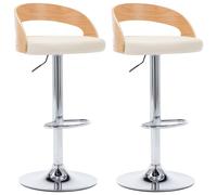 Vidaxl Chaises De Bar 2 Pcs Crème Similicuir Et Bois Courbé Gris