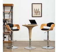 Vidaxl Chaises De Bar 2 Pcs Noir Bois Courbé Et Similicuir Noir