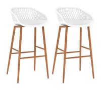 Vidaxl Chaises De Bar Lot De 2 Blanc Blanc