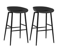 vidaXL 2x Chaises de Bar Sièges de Comptoir Tabourets de Pub Chaises de Bistro Tabourets de Bar Chaises de Comptoir à Dossier Bas Noir Noir