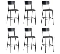 Vidaxl Chaises De Bar Lot De 6 Noir Contreplaqué Solide Et Acier Multicolore