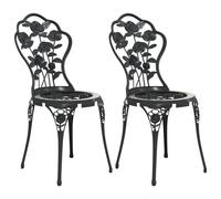 Vidaxl Chaises De Bistro 2 Pcs Aluminium Coulé Noir Noir