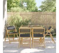 Vidaxl Chaises De Bistro Pliantes Lot De 6 Coussins Gris Foncé Bambou