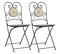 vidaXL Chaises de bistrot 2 pcs. Pliable Terrakottarot et Blanc Céramique