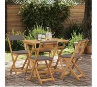 vidaXL Lot de 4 chaises de bistro de jardin, gris foncé, 40 x 53 x 80 cm, chaise de jardin pliable en bois, assise rustique confortable, mobilité pour détente en plein air, chaise longue robuste