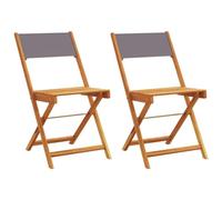 Vidaxl Chaises De Bistrot Lot De 2 Anthracite Bois Acacia Massif Tissu