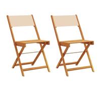 Vidaxl Chaises De Bistrot Lot De 2 Beige Bois D'acacia Massif Et Tissu