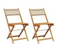Vidaxl Chaises De Bistrot Lot De 2 Beige Bois Massif D'acacia Et Rotin