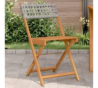 Vidaxl Chaises De Bistrot Lot De 2 Gris Bois Massif D'acacia Et Rotin