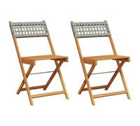 Vidaxl Chaises De Bistrot Lot De 2 Gris Bois Massif D'acacia Et Rotin