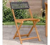vidaXL Chaises de bistrot Lot de 2 Noir Bois Massif d'acacia et rotin, Chaise de Bistro d'extérieur, Chaise Pliable, Chaise de Bistro en résine tressée