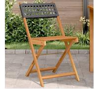vidaXL Chaises de bistrot lot de 2 367675 – Noir, bois massif d'acacia et rotin, pliable
