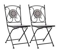 vidaXL Chaises de bistrot mosaïque 2 pcs Gris