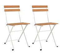 vidaXL Chaises de bistrot Pliantes 2 pcs Bois d'acacia Solide et Acier Blanc