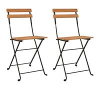 Vidaxl Chaises De Bistrot Pliantes 2 Pcs Bois De Teck Solide Et Acier