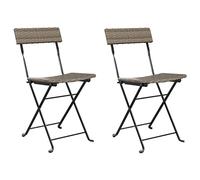 vidaXL Chaises de bistrot Pliantes 2 pcs Gris Résine tressée et Acier, mobilier de Jardin, mobilier de Patio, Chaise Pliante, mobilier d'extérieur