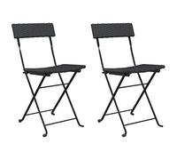 vidaXL Chaises de bistrot Pliantes 2 pcs Noir Résine tressée et Acier, mobilier de Jardin, mobilier de Patio, Chaise Pliante, mobilier d'extérieur