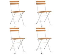 vidaXL Chaises de bistrot Pliantes 4 pcs Bois d'acacia Solide et Acier, mobilier de Jardin, mobilier de Patio, Chaise Pliante, mobilier d'extérieur