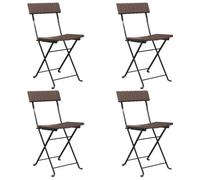 Vidaxl Chaises De Bistrot Pliantes 4pcs Marron Résine Tressée Et Acier