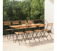 Chaises de bistrot pliantes lot de 8 Bois teck solide et acier3152111