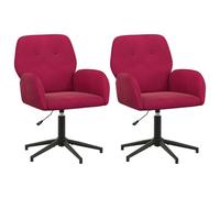 vidaXL Chaises de Bureau pivotantes 2 pc 54 x 55 x 90 cm Bordeaux, Chaise de Bureau Moderne, réglable, pivotante, Fonctionnelle, Ergonomique, Polyvalente pour l'intérieur