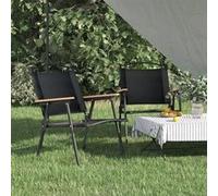 vidaXL Chaises de camping 2 pcs Noir 54x55x78 cm Tissu Oxford, chaise de plage, chaise de camping pliable, chaise de camping 319485 Noir G