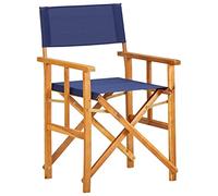 vidaXL Chaises de directeur en bois d'acacia massif - Chaises pliantes pour maquilleur - Économie d'espace - Pour jardin - Bleu