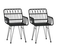 Vidaxl Chaises De Jardin 2 Pcs Avec Accoudoir Noir 56x64x80 Cm