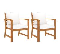 vidaXL 2x Bois d'Acacia Massif Chaises de Jardin avec Coussin Fauteuils de Patio Chaises de Terrasse Fauteuils de Balcon 311831