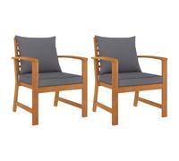 Vidaxl Chaises De Jardin 2 Pcs Avec Coussin Gris Foncé Bois D'acacia Gris