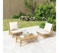 Vidaxl Chaises De Jardin 2 Pcs Avec Coussins Blanc Crème Bambou