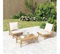 vidaXL Chaises de jardin 2 pcs avec coussins blanc crème bambou 363455