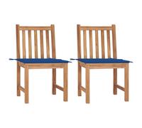 Lot de 2 Chaises de Jardin avec Coussins Siège Bois de Teck Massif vidaXL