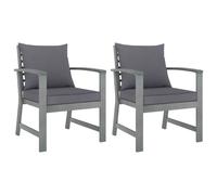 Vidaxl Chaises De Jardin 2 Pcs Avec Coussins Gris Foncé Bois D'acacia Gris