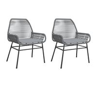 vidaXL Chaises de jardin 2 pcs. avec coussins Gris Poly Rattan