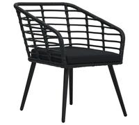 vidaXL Chaises de jardin 2 pcs. avec coussins Poly rotin noir