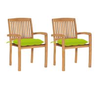Lot de 6 Chaises de Jardin Empilables avec Coussins Siège Teck Solide vidaXL