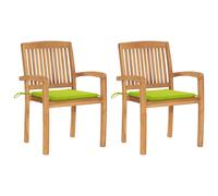 Lot de 2 chaise exterieur empilable non pliable en teck vert