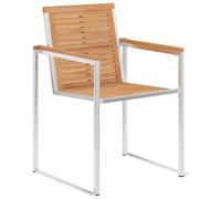 vidaXL Chaises de jardin 2 pcs. Bois massif teck et acier inoxydable