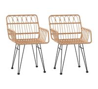 Vidaxl Chaises De Jardin 2 Pcs Et Accoudoir 56x64x80 Cm Résine Tressée