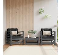 Vidaxl Chaises De Jardin 2 Pcs Gris Bois Massif De Pin