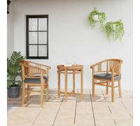 vidaXL Set de 2 chaises de Salle à Manger d'extérieur Marron et Gris en Teck Solide, 63 x 58 x 89 cm, Style Rustique, Forme Banane, accoudoirs ergonomiques, résistantes aux intempéries, supportent 11