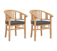 vidaXL Set de 2 chaises de Salle à Manger d'extérieur Marron et Gris en Teck Solide, 63 x 58 x 89 cm, Style Rustique, Forme Banane, accoudoirs ergonomiques, résistantes aux intempéries, supportent 11