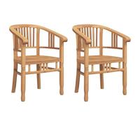 vidaXL Set de 2 chaises de Jardin, en Bois de Teck Massif, Style Rustique et Banane. Elles résistent à la météo, Ont des accoudoirs Confortables et mesurent 63 x 58 x 89 cm. Charge Max : 110 kg. Util
