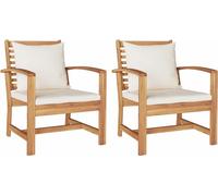 vidaXL Chaises de jardin 2 pcs Nature 60 x 65 x 76.5 cm Teck massif