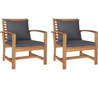 vidaXL Chaises de jardin 2 pcs Nature 60 x 65 x 76.5 cm Teck massif