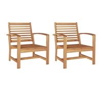 vidaXL Chaises de Jardin 2 pcs Naturel 60 x 65 x 76.5 cm, Mobilier d'extérieur, Fauteuil en Teck, sièges rustiques pour Jardin, canapé Durable, Banc de terrasse, Patio